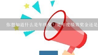 你想知道什么是年终奖？是年度绩效奖金还是其他奖励形式？